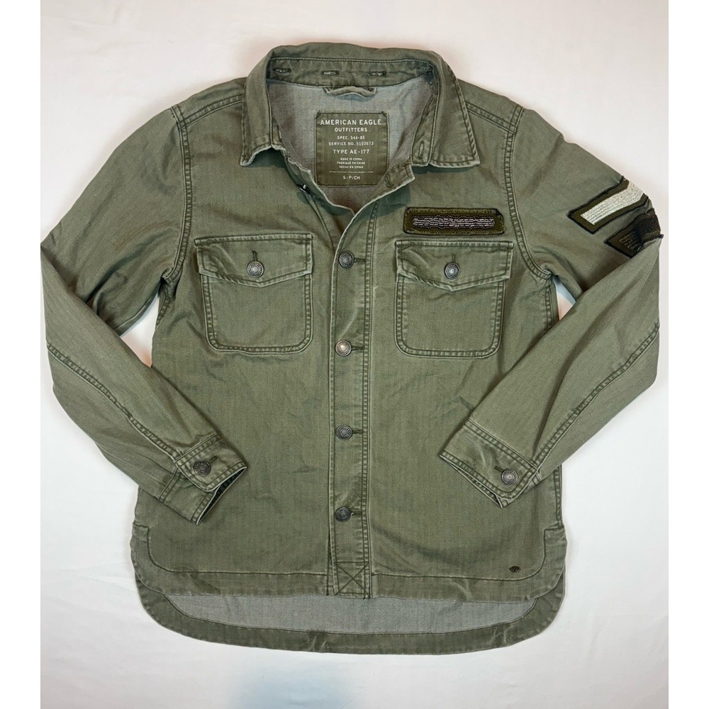 American Eagle Women Outfitters AE-177 Cargo Jacket  Small Olive Green Utility